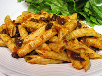 Pasta and Black Bean Salad With Roasted Red Pepper Dressing