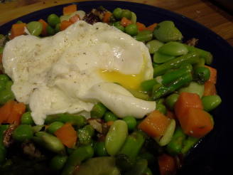 Broad Bean and Asparagus Salad With Poached Egg