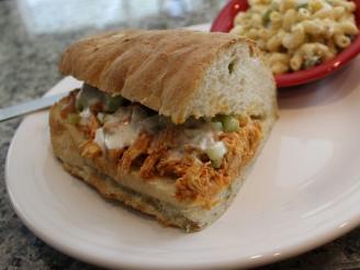 Simple Slow Cooker Shredded Buffalo Chicken Sandwiches
