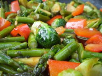 Brussels Sprouts, Asparagus & Bell Pepper Medley