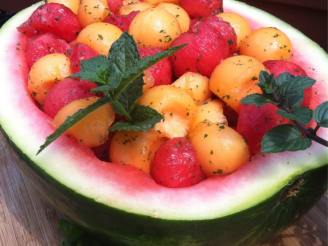 Watermelon Cantaloupe Salad With Mint-Basil Vinaigrette