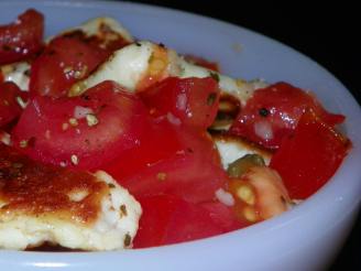 Halloumi Cheese and Tomato Salad in a Caper Vinaigrette