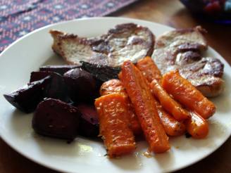 Roasted Carrots and Beets With the Juiciest Pork Chops