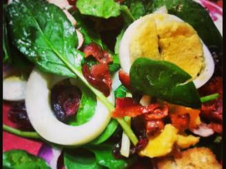 Tangy Spinach Salad & Bacon Dressing