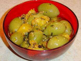 Marinated Green Olives With Sesame, Orange, and Mint