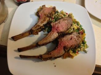 Pistachio-Crusted Moroccan Rack of Lamb With Israeli Couscous