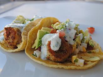 Baja Shrimp Tacos With Jicama-Corn Salsa and Ranch Crema #RSC