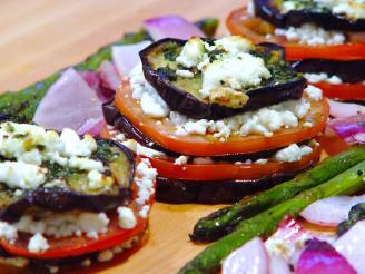 Grilled Eggplant Stacks With Goat Cheese, Tomato and Basil Sauce