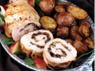 Grilled Turkey Breast With Cran-Apple Cremini Stuffing
