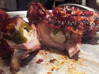 BBQ Jalapeno Popper Chicken Thighs Wrapped in Bacon