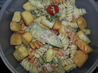 Easy Tuna Pasta Salad With Artichokes and Croutons