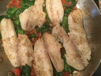 Sautéed Fish or Chicken With Plum Tomatoes & Spinach