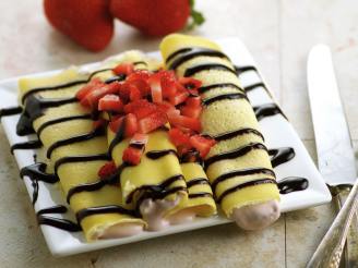 Dessert Crepes with Strawberry Cream Filling