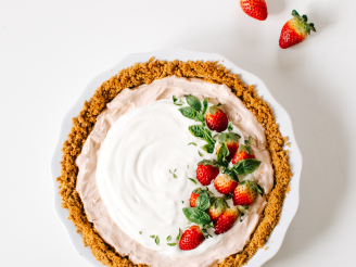 Roasted Strawberry & Basil Cream Pie from Kale & Caramel