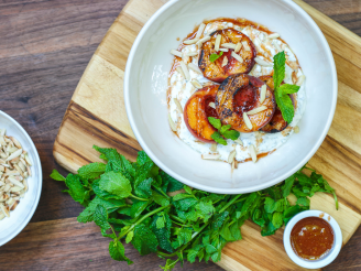Grilled Peaches With Pepper Honey and Mint Yoghurt