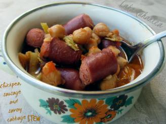 Chickpea, Sausage and Savoy Cabbage Stew