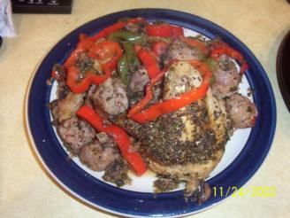 Chicken & Sausage with Mushrooms & Peppers