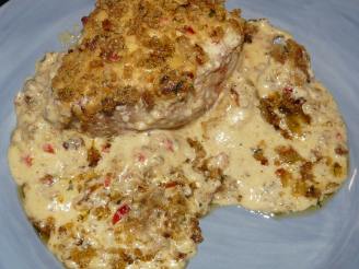 Stuffing-Filled Pork Chops with Cream Sauce