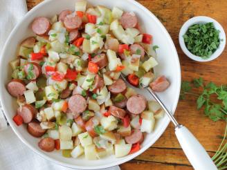 Smoked Sausage, Taters, Peppers and Onions Country Style
