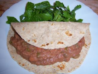 Extra Spicy Refried Beans with Lettuce, Tomato, and Lime