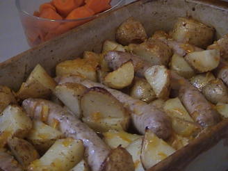 Easy Roast Potatoes and Sausages