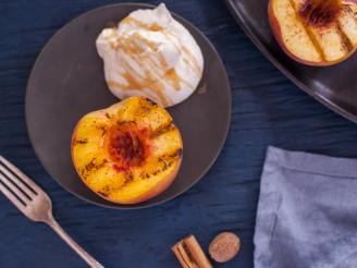 Grilled Peaches with Whipped Cream and Caramel