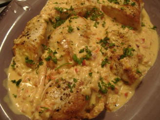 Grilled Chicken Breast with Creamy Red Pepper Sauce