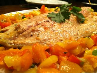 Baked Steelhead Trout/Salmon with Apricot Salsa