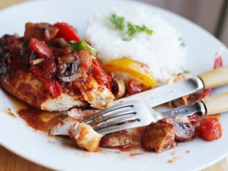 Honey-Balsamic Baked Chicken Breasts with Tomatoes, Mushrooms a