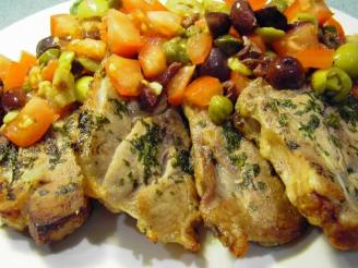 Turkey Cutlets with Tomato-Olive Relish