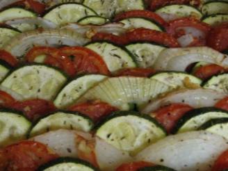 Roasted Tomatoes Onions and Zucchini