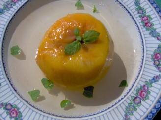 Poached Peaches in Mint Syrup