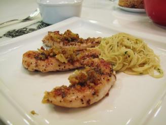 Truffles on Chicken Breast on Bed of Angel Hair Pasta