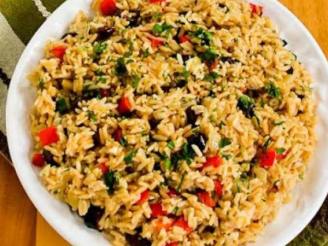Slow Cooker Greek Rice With Red Bell Pepper, Feta, and Kalamata 