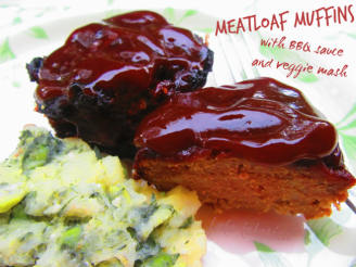 Meatloaf Muffins With BBQ Sauce and Veggie Mash