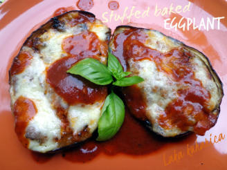 Stuffed Baked Eggplant With Sausage and Mozzarella