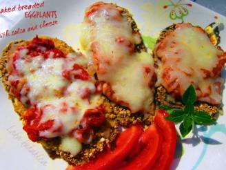 Baked Breaded Eggplants With Salsa and Cheese