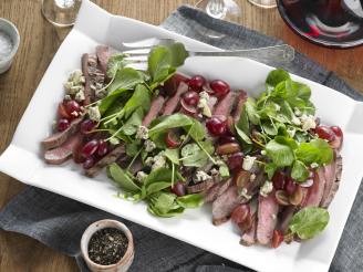 Grilled Flank Steak With Grapes and Stilton