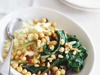 Swiss Chard With Chickpeas and Couscous