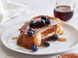 Stuffed French Toast With Fresh Strawberry Jam and Blueberries