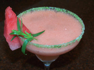 Frozen Watermelon Margarita With Tarragon-Salt Rim