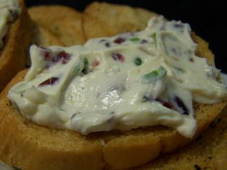 Garlic Crostini With Cream Cheese, Cranberries and Onions