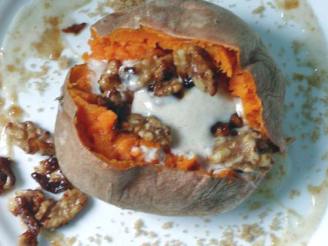 Roasted Whole Sweet Potatoes With Maple Ginger Topping