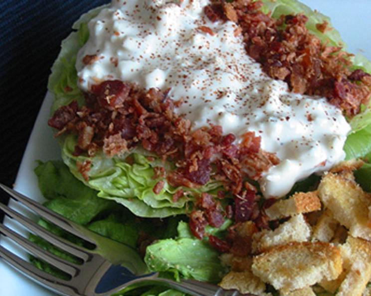 Iceberg Wedge With Warm Bacon & Blue Cheese Dressing Recipe
