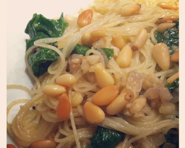 Pasta With a Anchovy, Spinach and Pine Nut Sauce Recipe