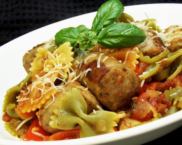 Italian Turkey Sausage and Peppers With Bow Tie Pasta Recipe