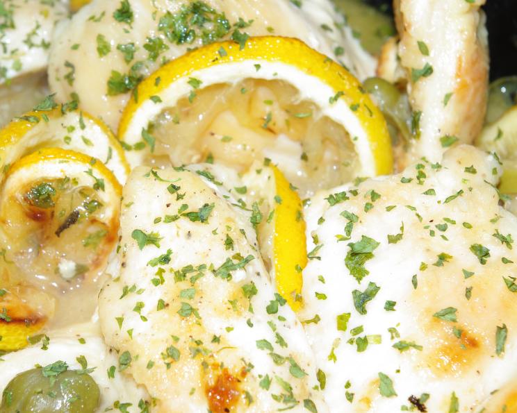 Chicken With Roasted Lemons, Green Olives, and Capers Recipe