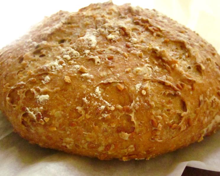 Whole Wheat NoKnead Bread With Flax Seeds and Oats Recipe