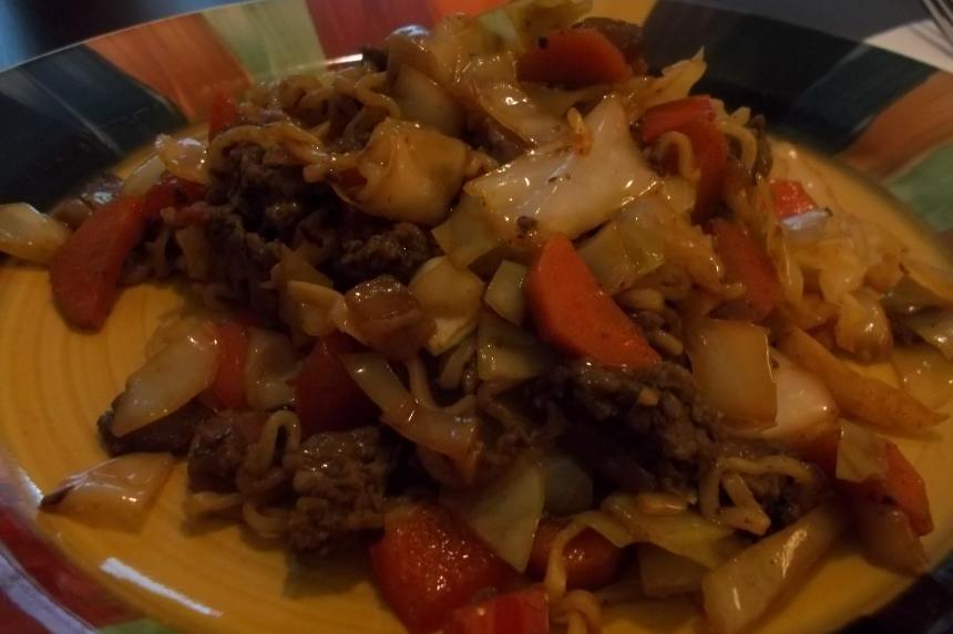 Yatsobi (Beef, Cabbage and Ramen Noodle StirFry) Recipe
