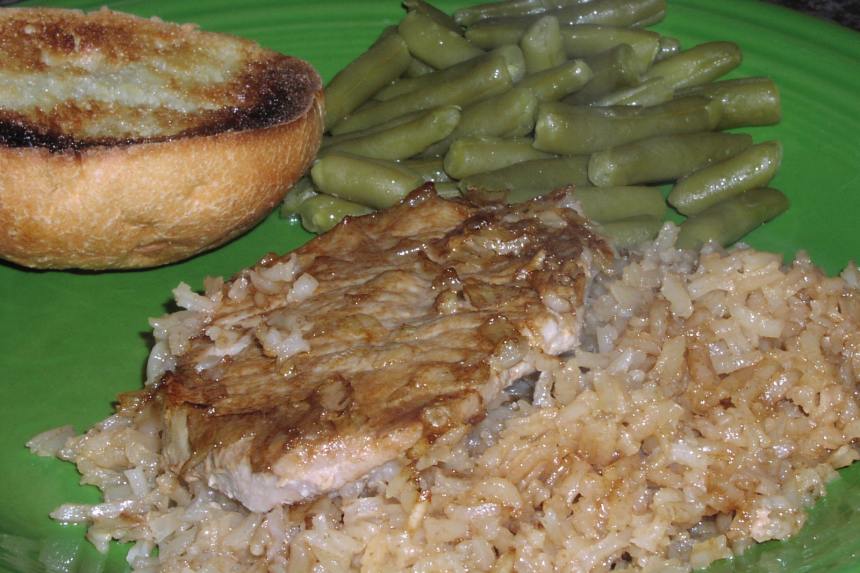 Consomme Pork Chops and Rice Recipe